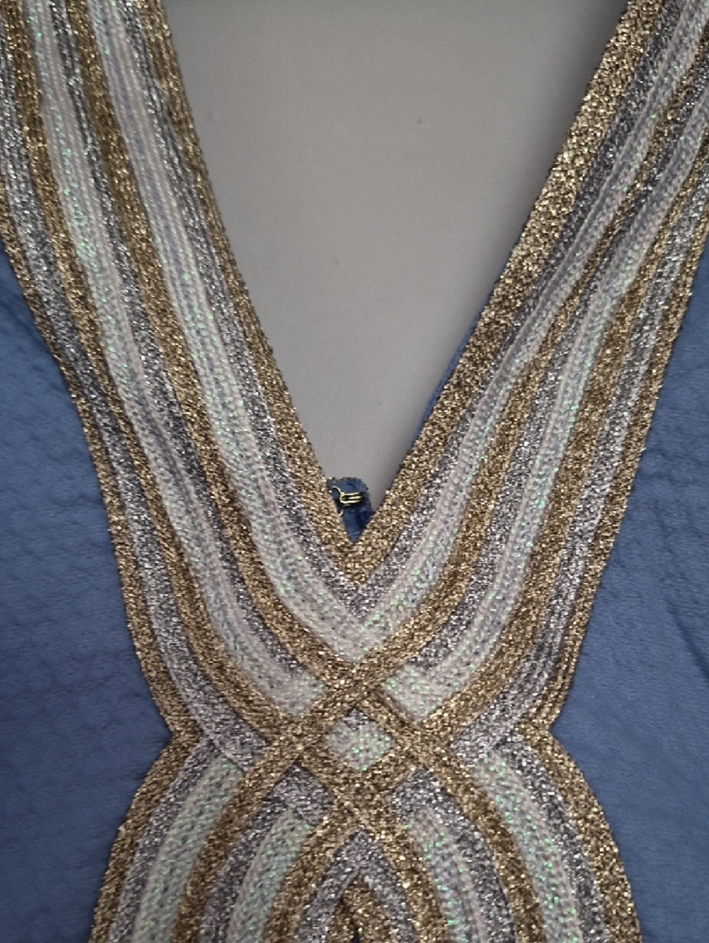 Lilly Pulitzer Powder Blue Sheath Dress with Gold Beaded V-Neck Size 4 - Picture 11 of 16